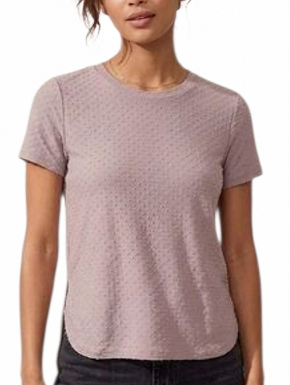 Aritzia Wilfred Anvers Swiss Dot T Shirt Womens Small Kite Back Mauve Romantic
